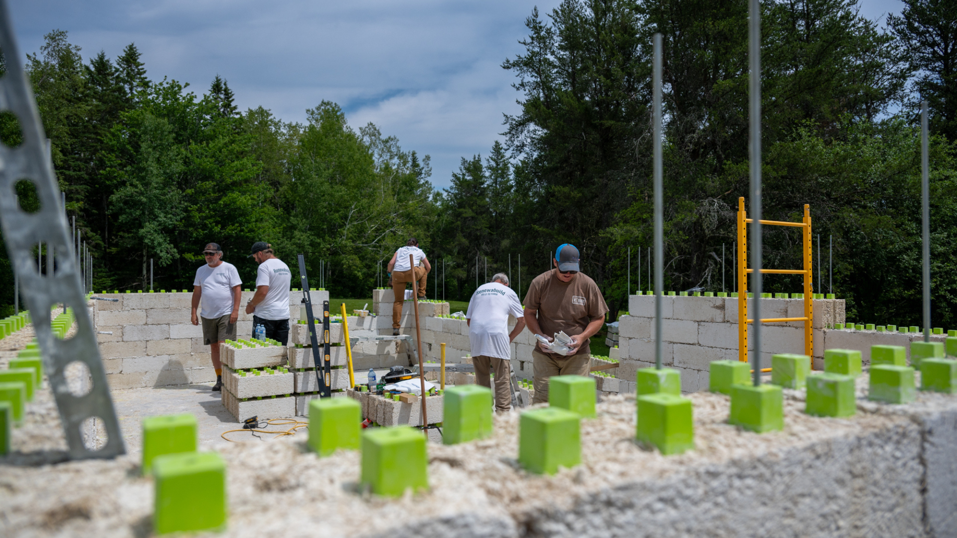 Renewabuild structural hempcrete wall under construction